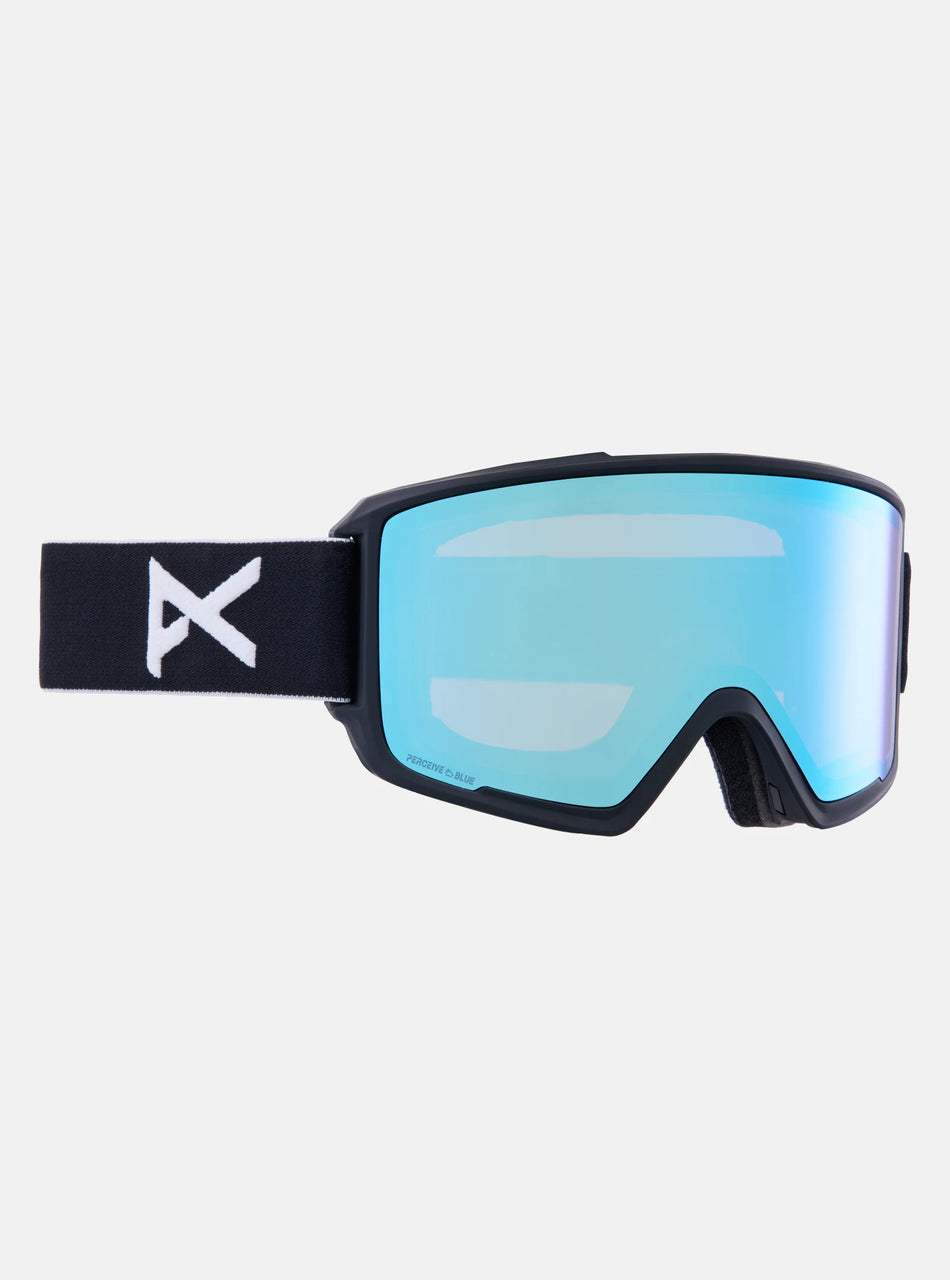 Anon M3 Goggles & MFI Face Mask & Spare Lens Low Bridge Fit Black / Perceive Variable Blue Lens