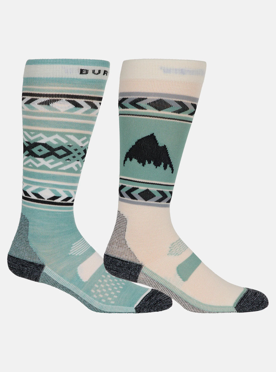 Burton Performance Lightweight Socks 2 Pack Womens Petrol Green