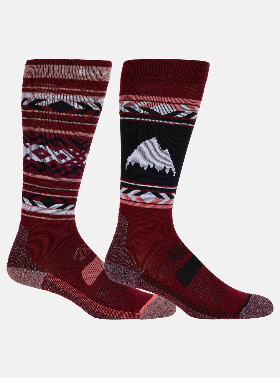 Burton Performance Lightweight Socks 2 Pack Womens Deep Red