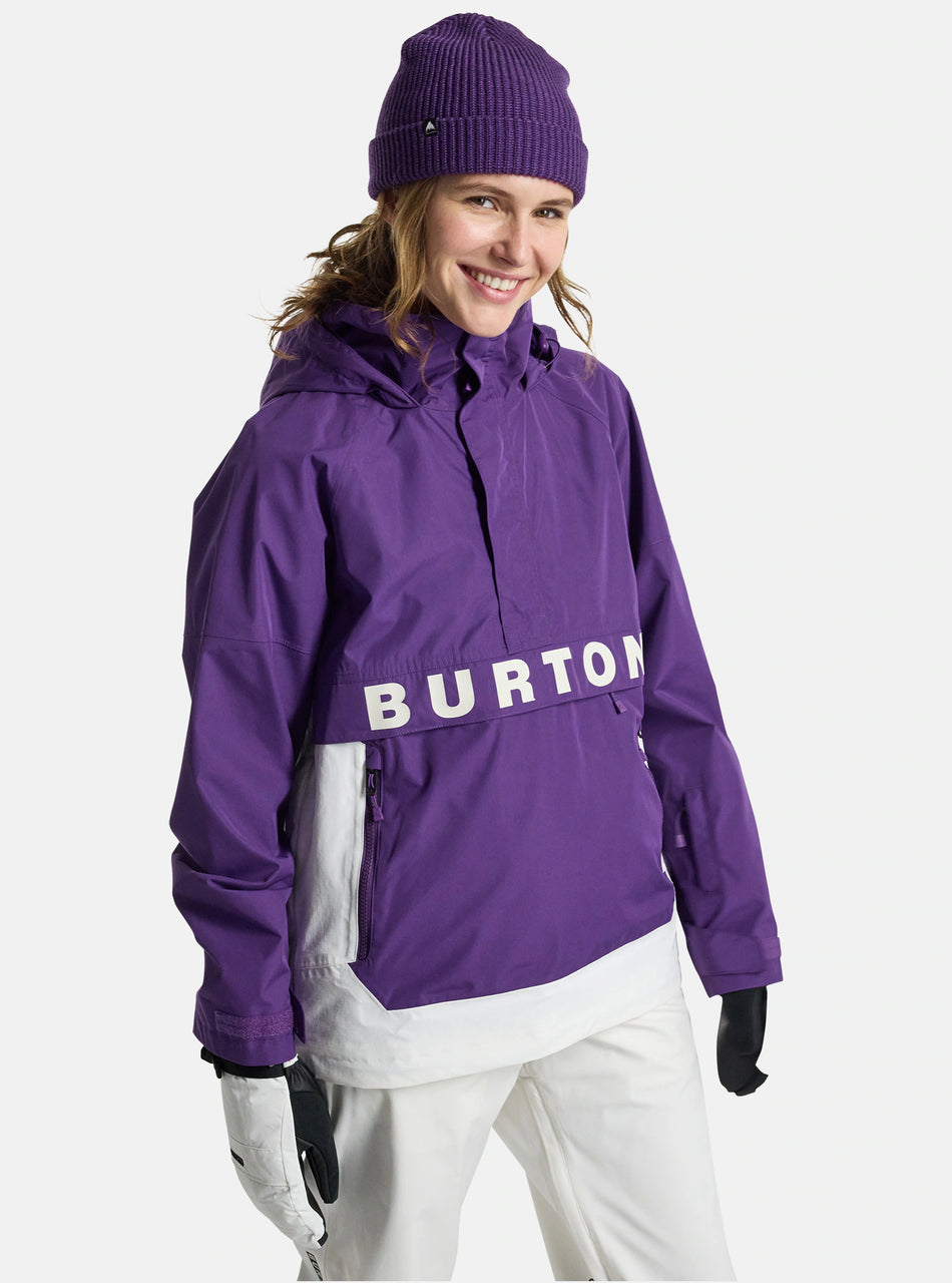 Burton Frostner Anorak Jacket Womens 2025 Imperial Purple / Stout White