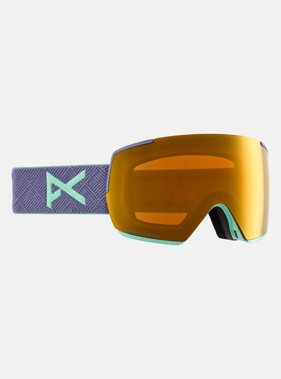 Anon M5 Goggles & MFI Face Mask & Spare Lens Low Bridge Fit Purple / Perceive Sunny Bronze Lens