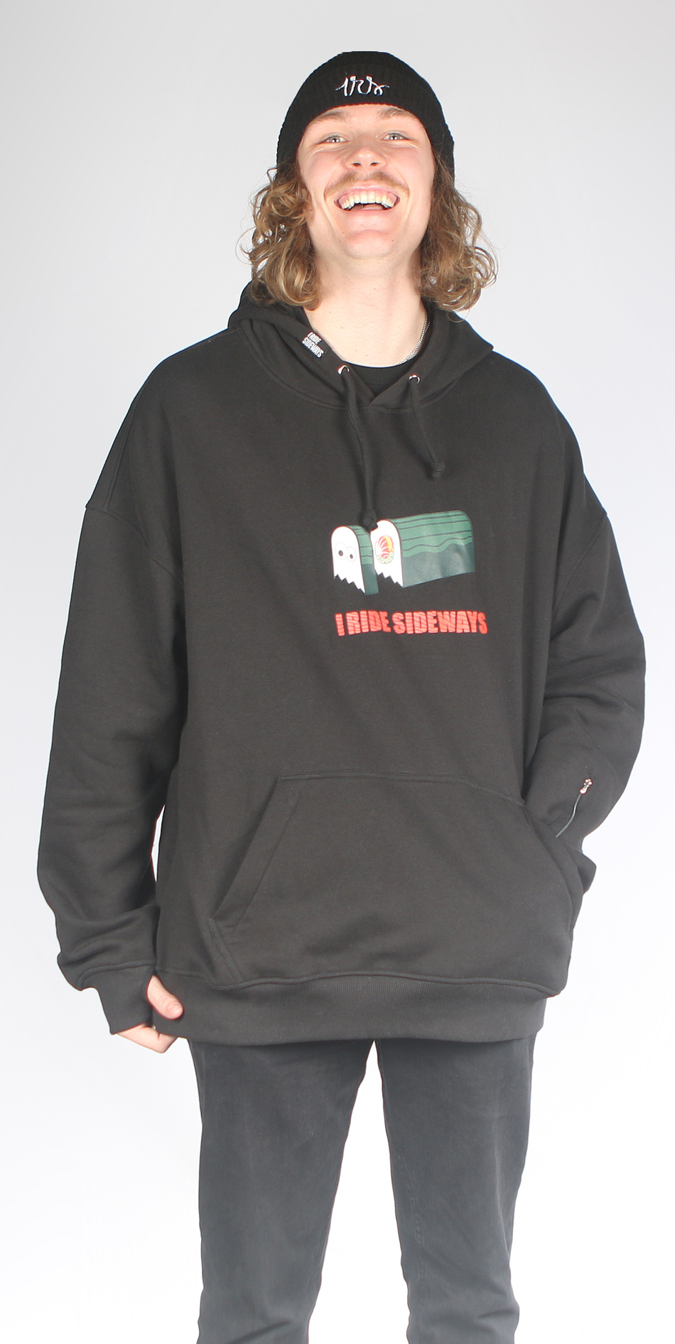 I Ride Sideways DWR Oversized Fit Hoodie I Like Black