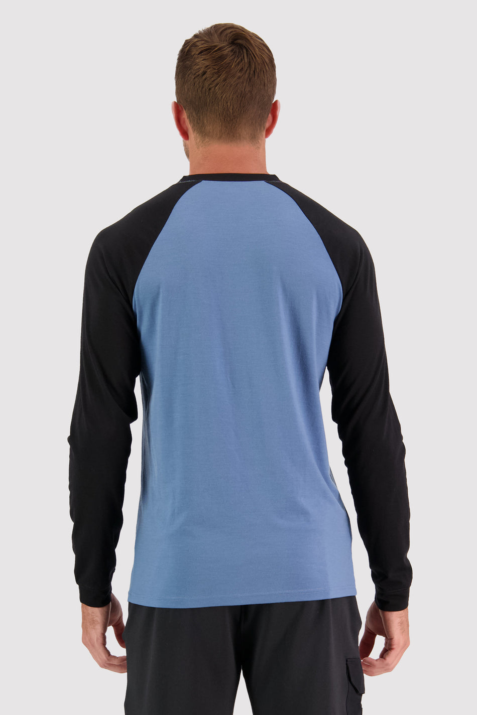 Mons Royale Icon Raglan Merino Long Sleeve Mens Graffiti Blue Slate / Black