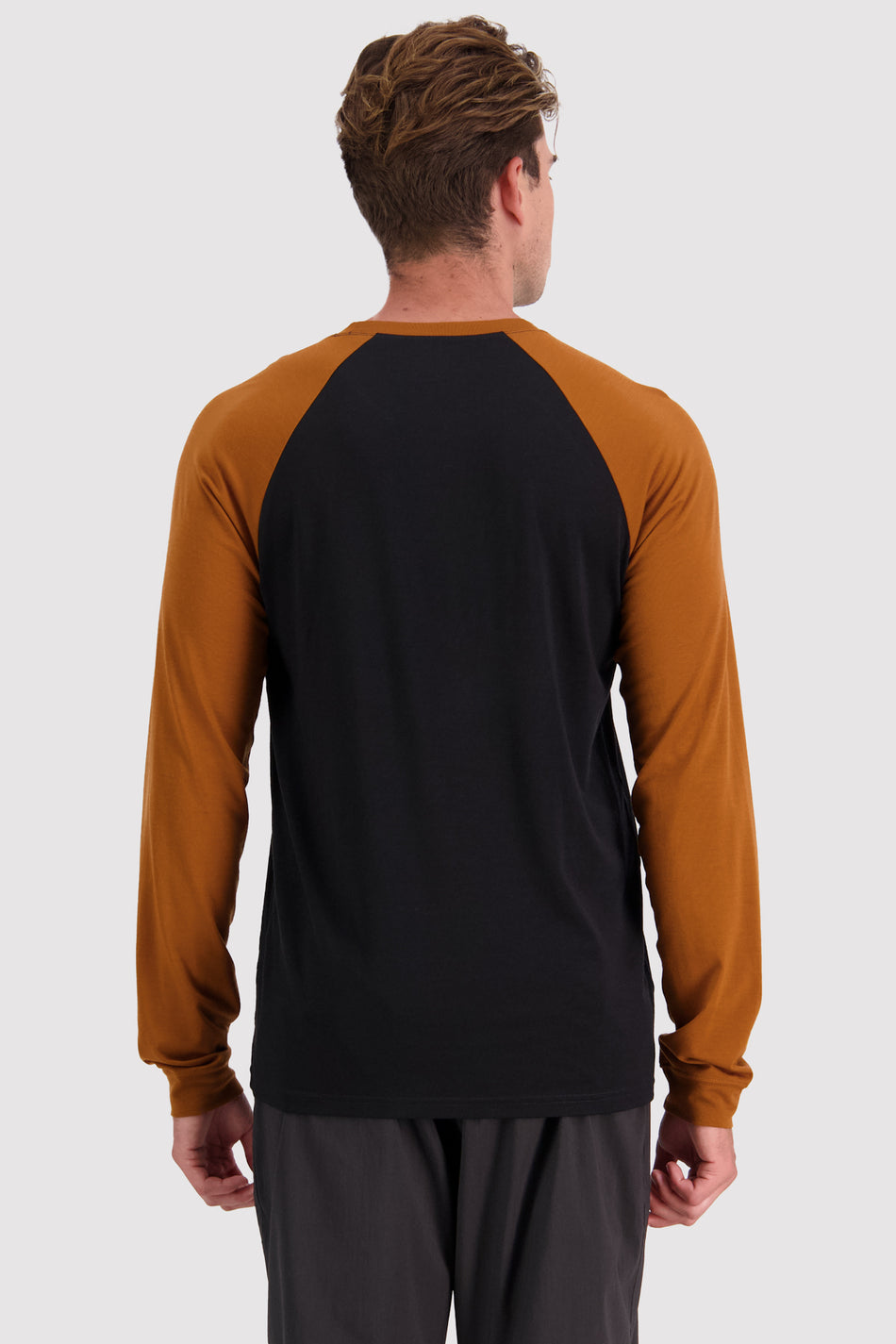 Mons Royale Icon Raglan Merino Long Sleeve Mens Graffiti Black / Copper