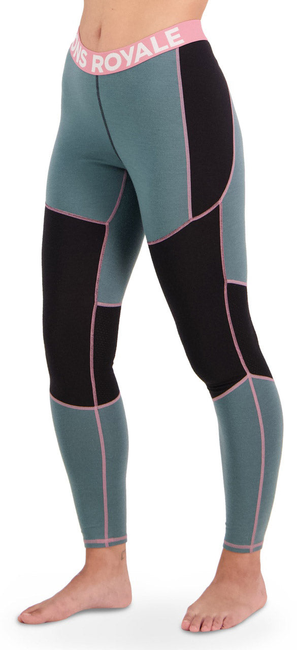 Mons Royale Olympus Legging Thermals Womens Burnt Sage / Black