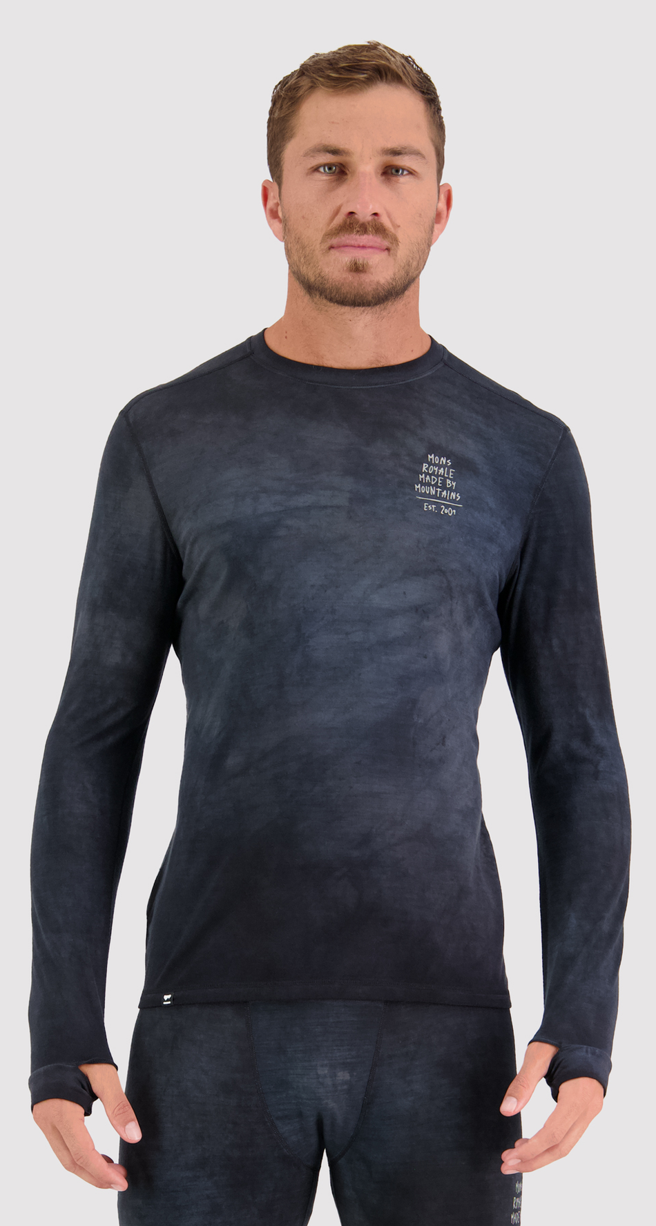 Mons Royale Cascade Merino Flex 200 Long Sleeve Mens Black Storm