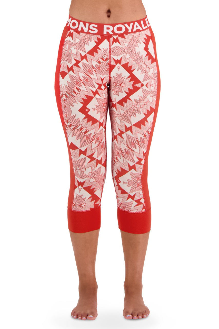 Mons Royale Cascade Legging 3/4 Thermals Womens Retro Red Nordtek