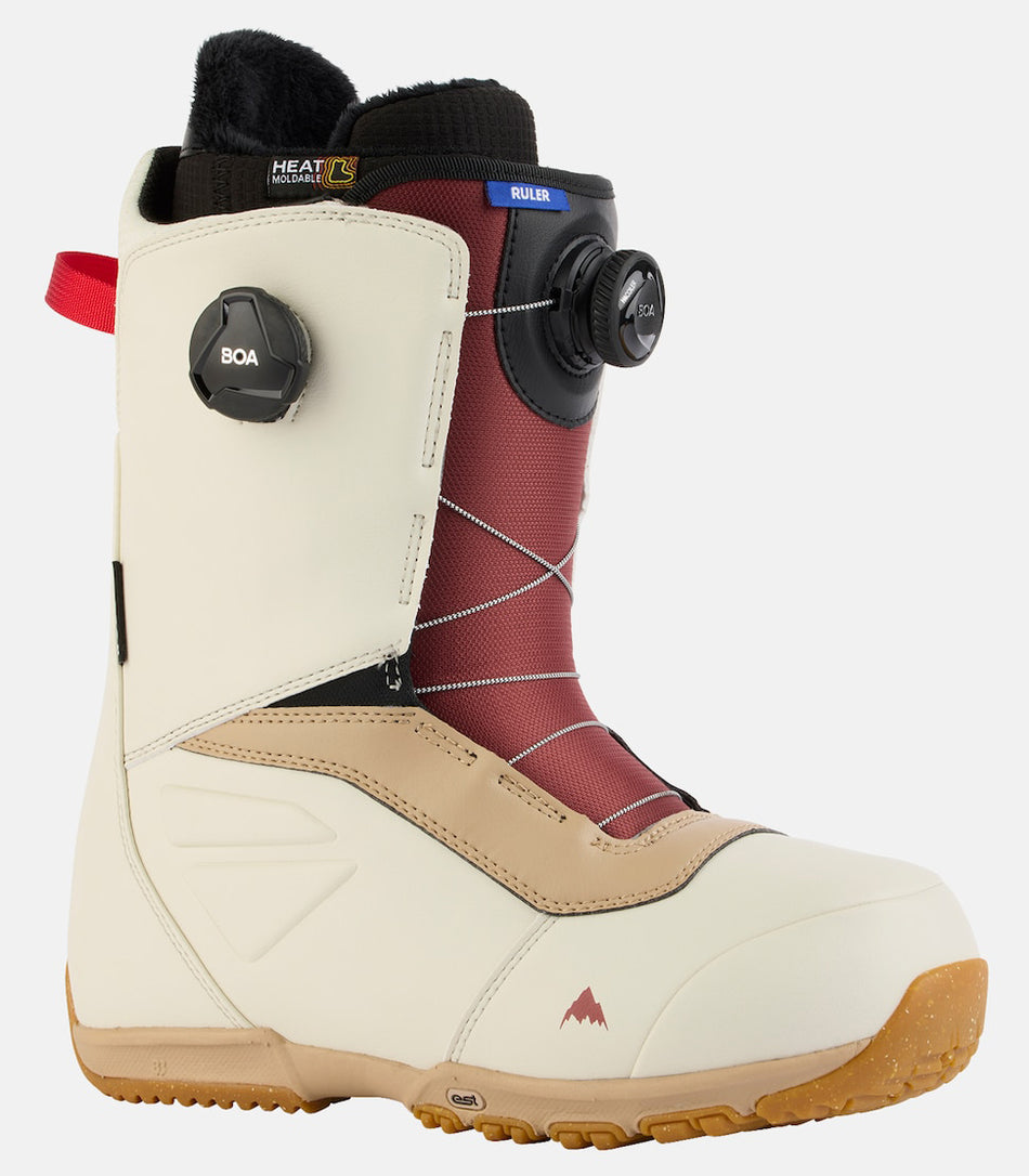 Burton Ruler BOA Mens Snowboard Boots Stout White / Red