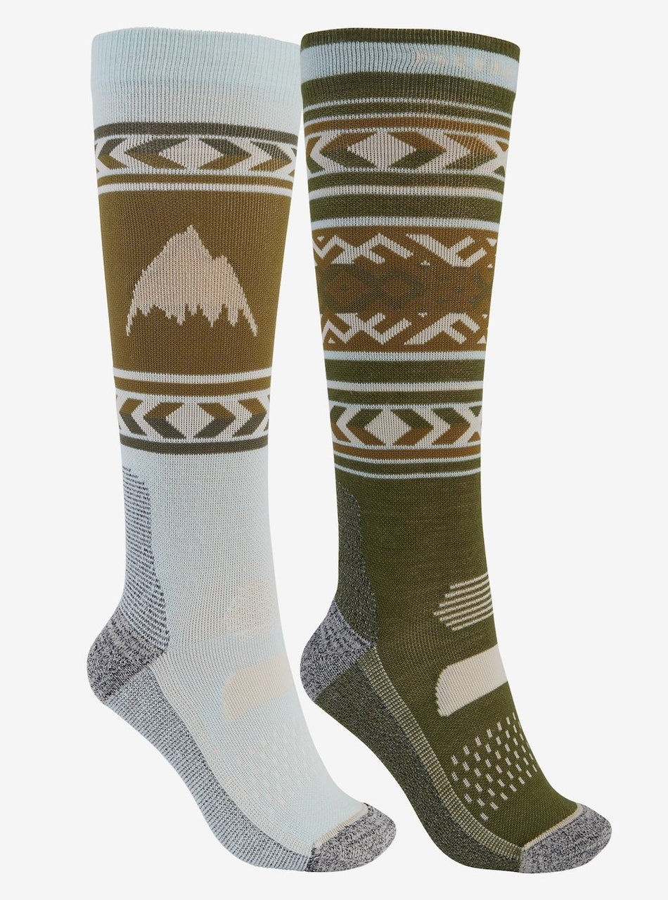 Burton Performance Lightweight Two Pack Socks Womens Martini Olive / Ether Blue