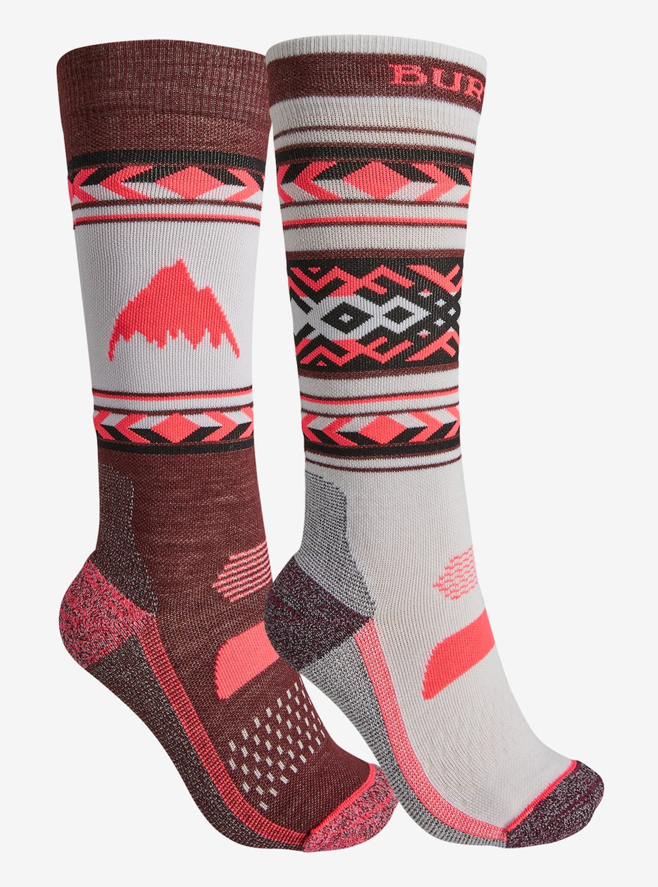 Burton Performance Lightweight Two Pack Socks Womens 2023 Stout White / Mulled Berry