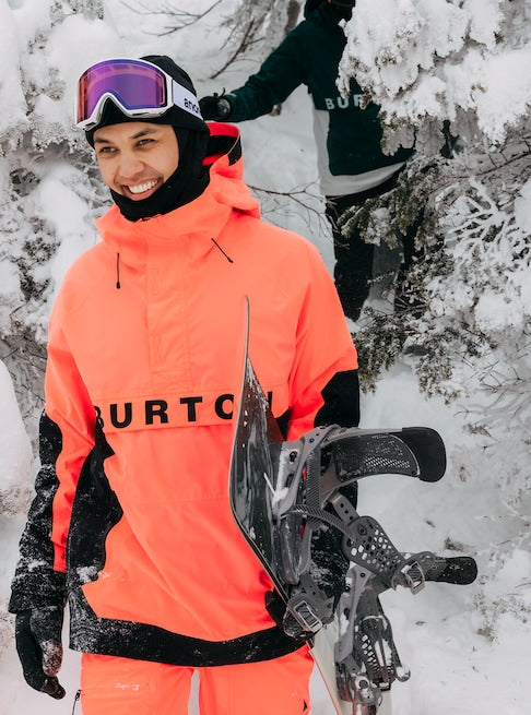 Burton Frostner Mens Anorak Jacket Black / Tetra Orange