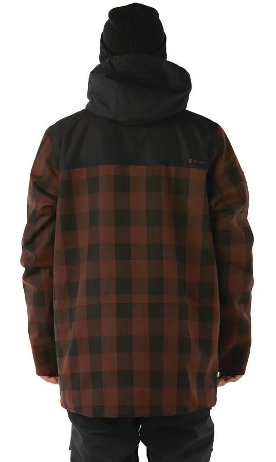 Elude Quinn Mens Jacket Lumberjack Plaid Deep Mahogony