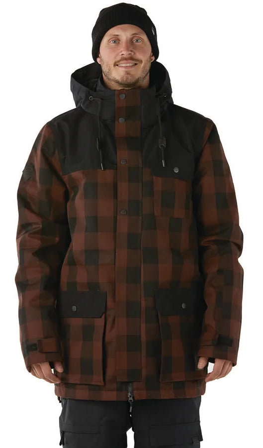 Elude Quinn Mens Jacket Lumberjack Plaid Deep Mahogony