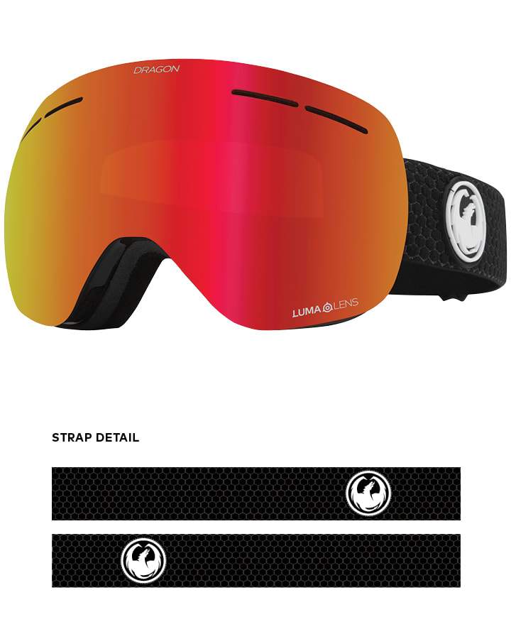 Dragon X1S Snow Goggles Split / Lumalens Red Ion + Spare Lens