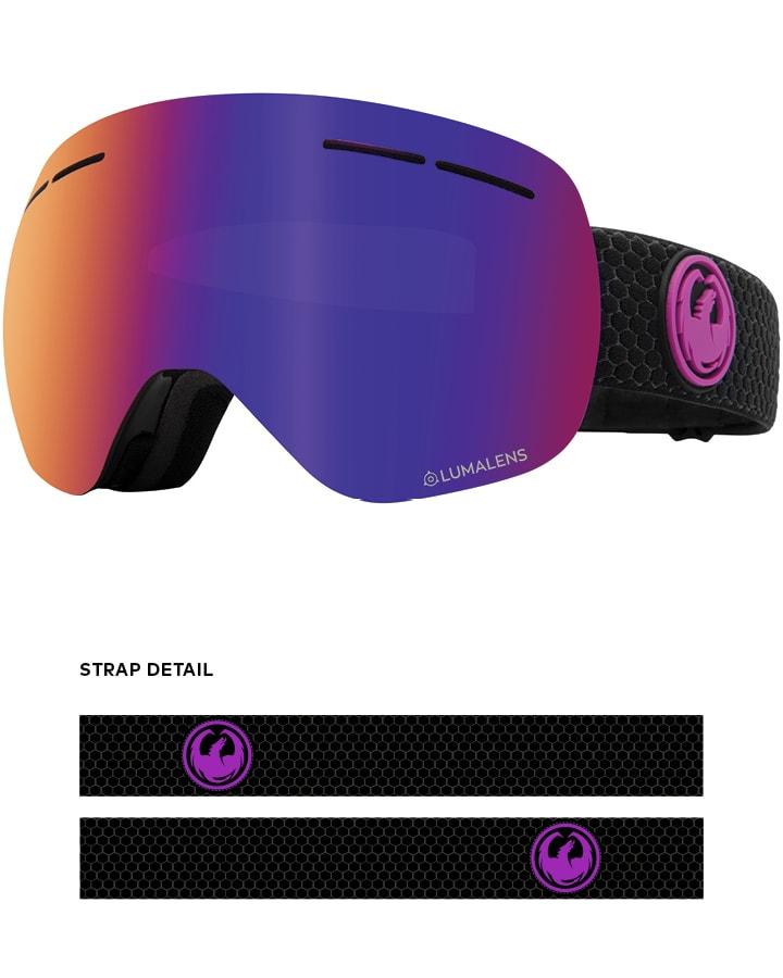 Dragon X1S Snow Goggles Split / Lumalens Purple Ion + Spare Lens