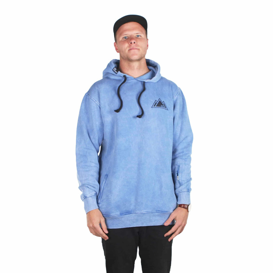 I Ride Sideways Chop Shred Fit Hoodie Mens Blue Acid Wash