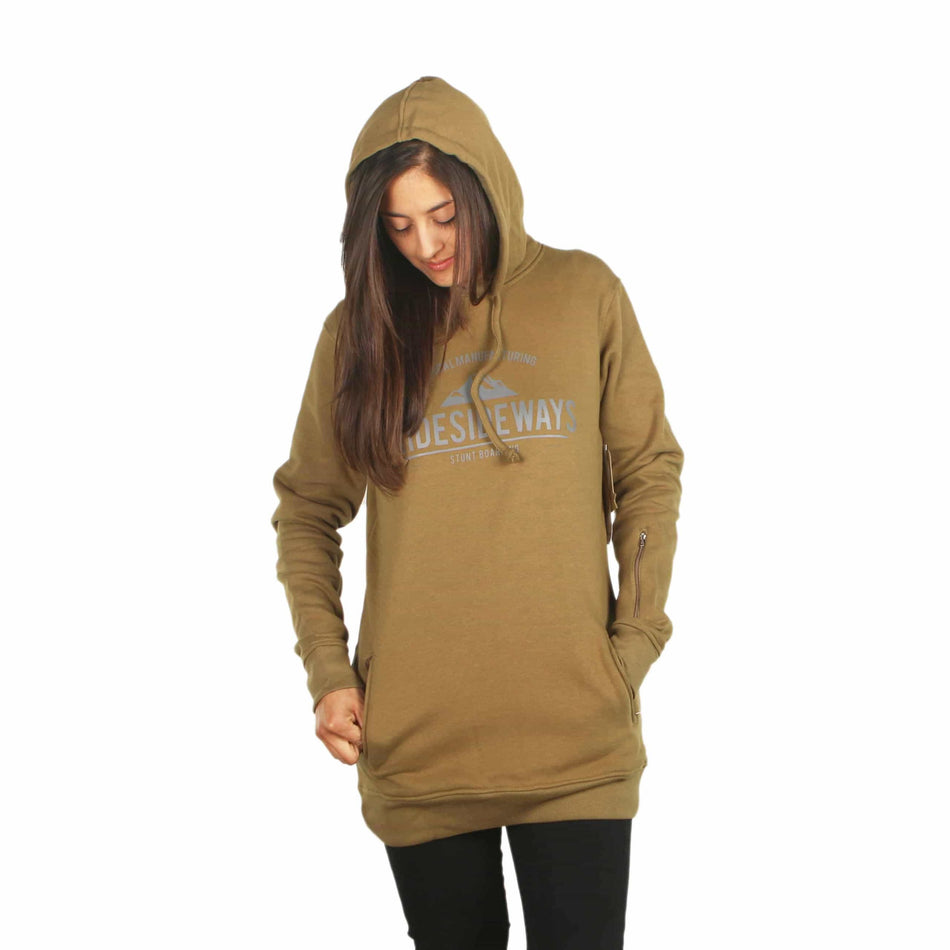 I Ride Sideways Earth DWR Shred Fit Hoodie Womens Olive