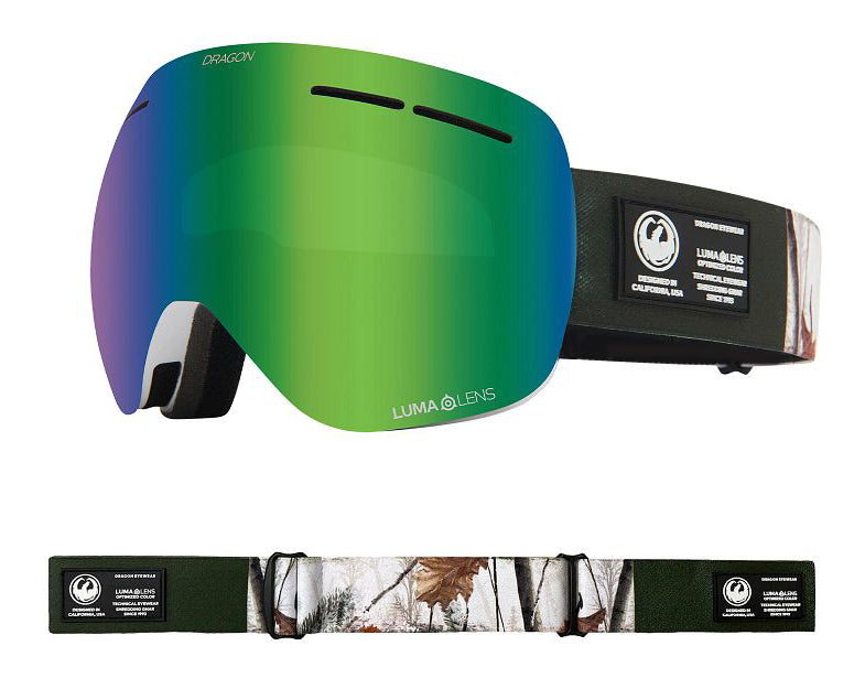 Dragon X1S Snow Goggles Alpine Camo / Lumalens Green Ion + Spare Lens