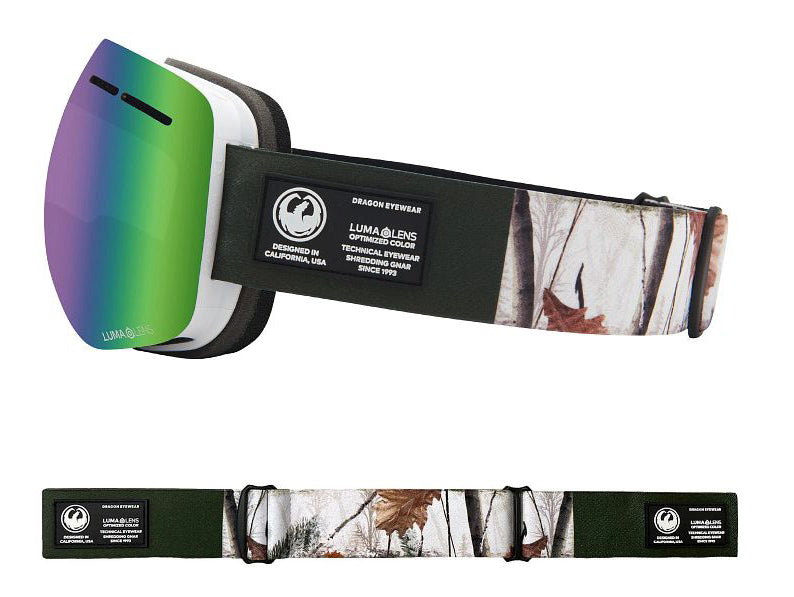 Dragon X1S Snow Goggles Alpine Camo / Lumalens Green Ion + Spare Lens