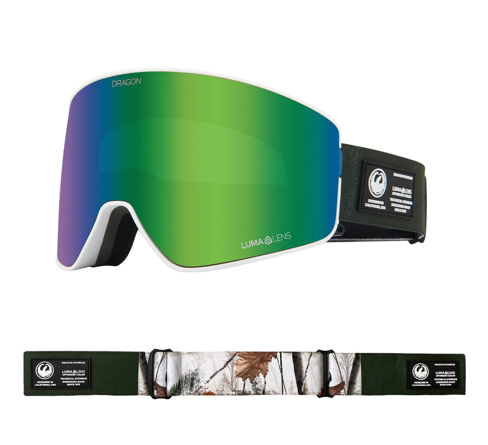 Dragon PXV2 Snow Goggles 2022 Alpine Camo / Lumalens Green Ion + Spare Lens