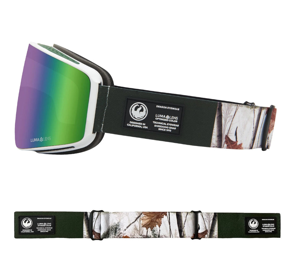 Dragon PXV Snow Goggles 2022 Alpine Camo / Lumalens Green Ion + Spare Lens