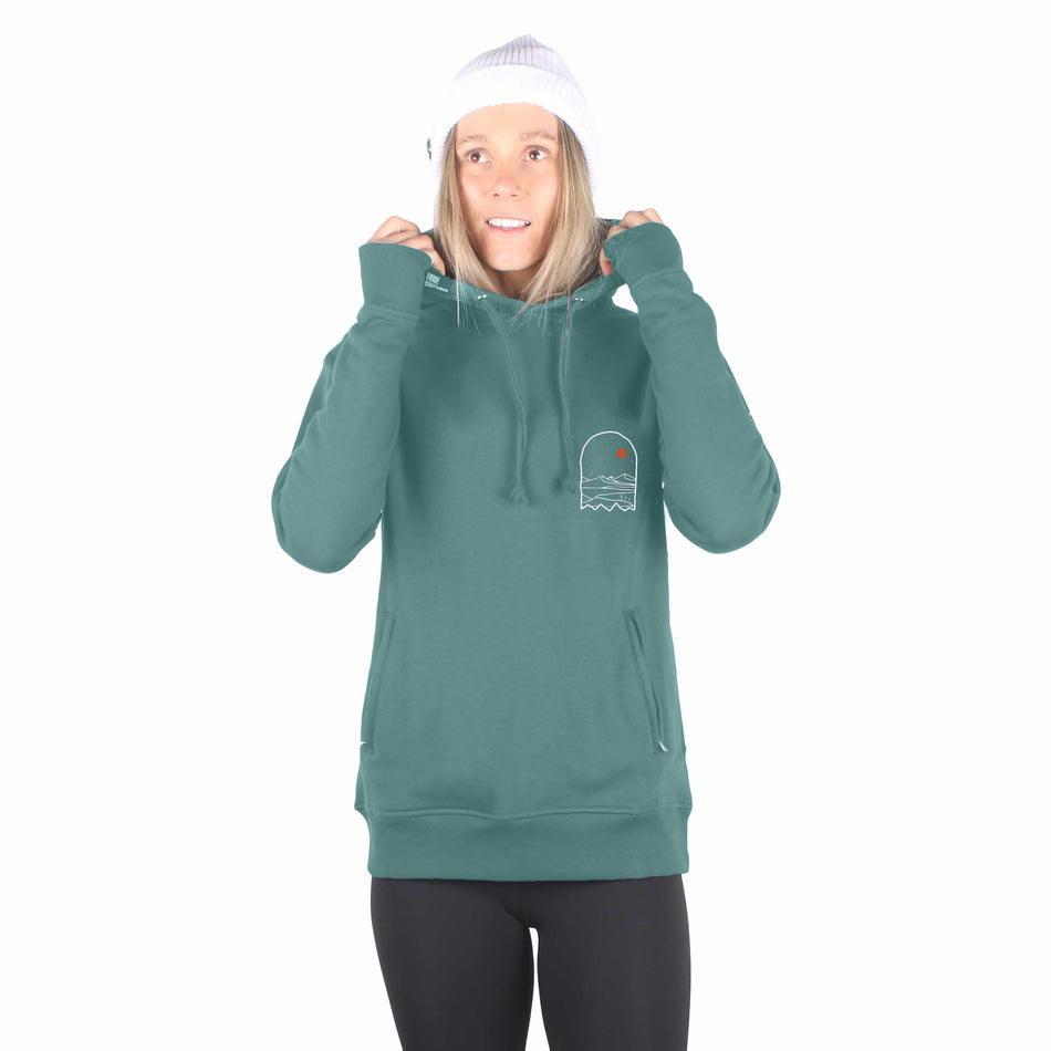 I Ride Sideways Inside DWR Sig Fit Hoodie Womens Teal