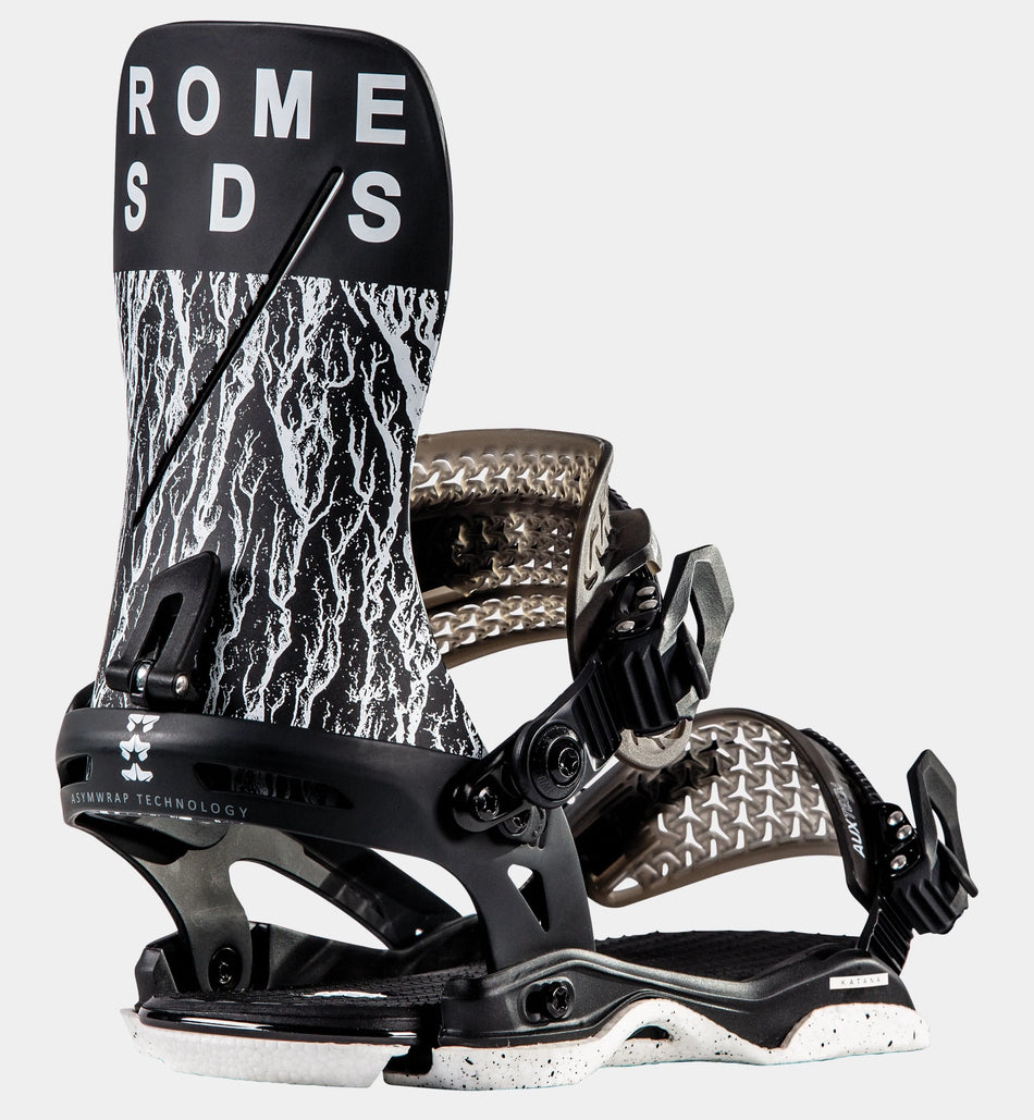 Rome Katana Mens Snowboard Bindings Black / White Distortion