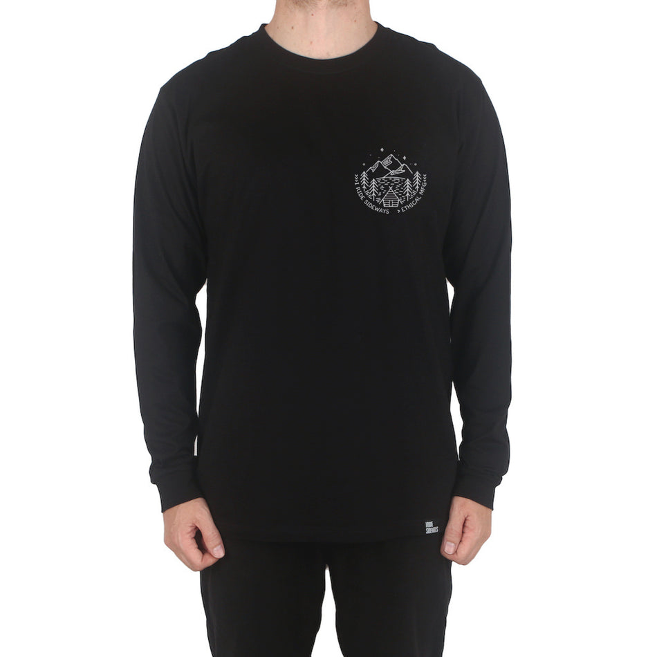 I Ride Sideways Shack Long Sleeve Tall Tee Mens Black