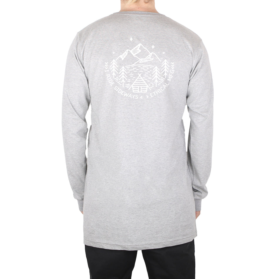 I Ride Sideways Shack Long Sleeve Tall Tee Mens Grey Marle