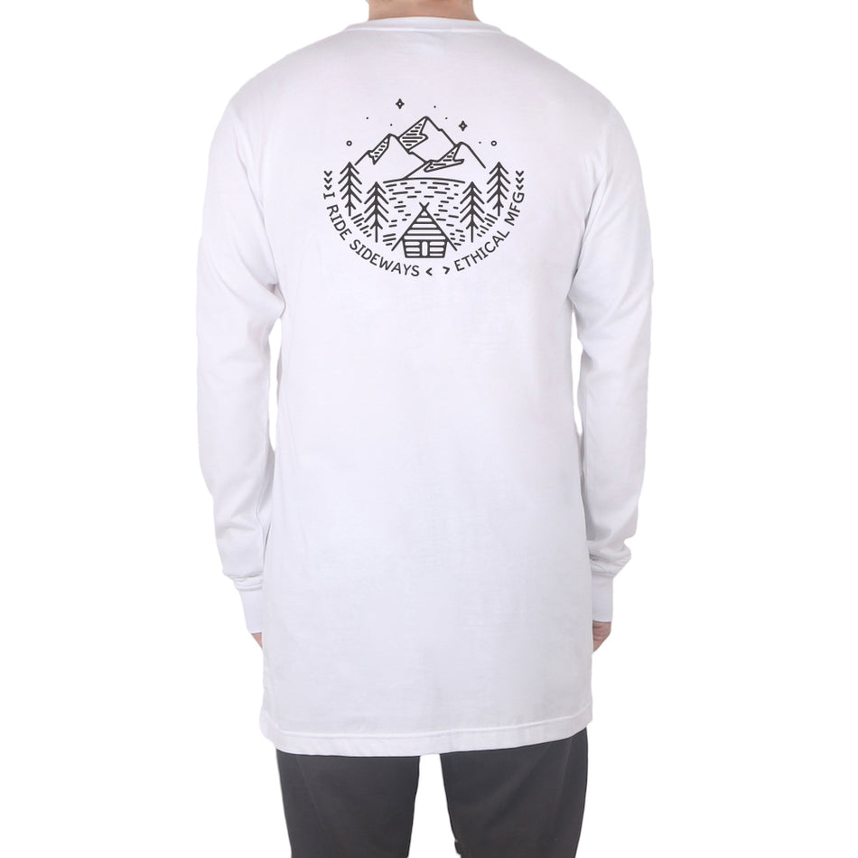 I Ride Sideways Shack Long Sleeve Tall Tee Mens White