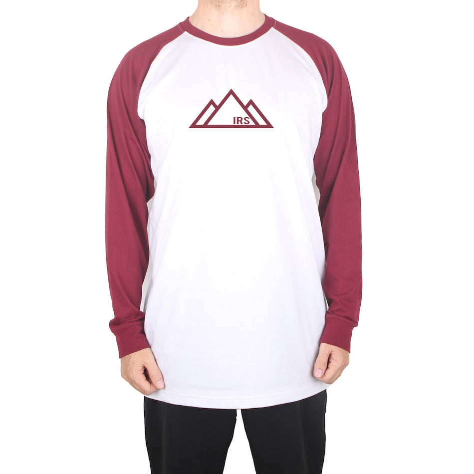 I Ride Sideways Snowies Long Sleeve Tall Tee Mens White / Maroon