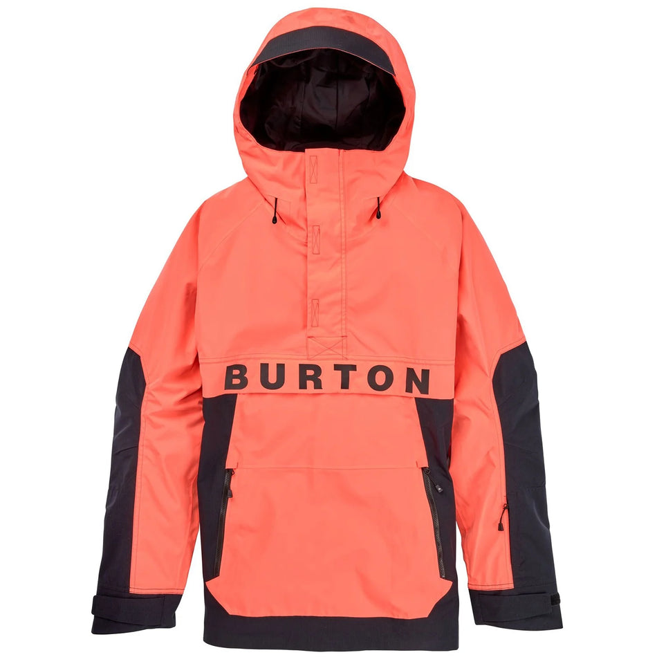 Burton Frostner Mens Anorak Jacket Black / Tetra Orange